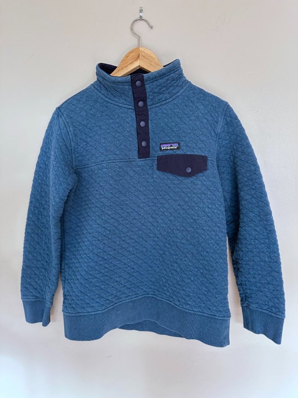 Patagonia Cotton Quilt Snap-T Pullover Blue Quilted Size Small